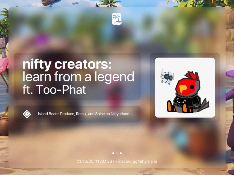 Too-Phat hosted a live Web3 music recording workshop in Nifty Island Discord